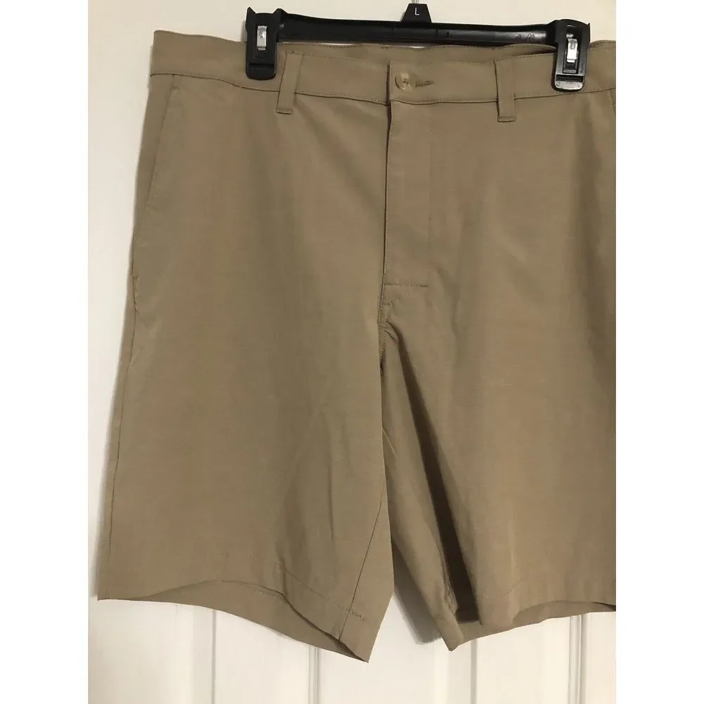PGA Tour Golf Shorts Mens Tan Flat Front‎ Performance size 38 See Description
